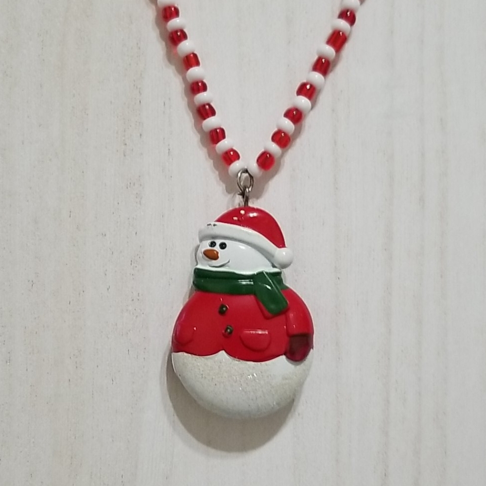 Santa Snowman Christmas Necklace